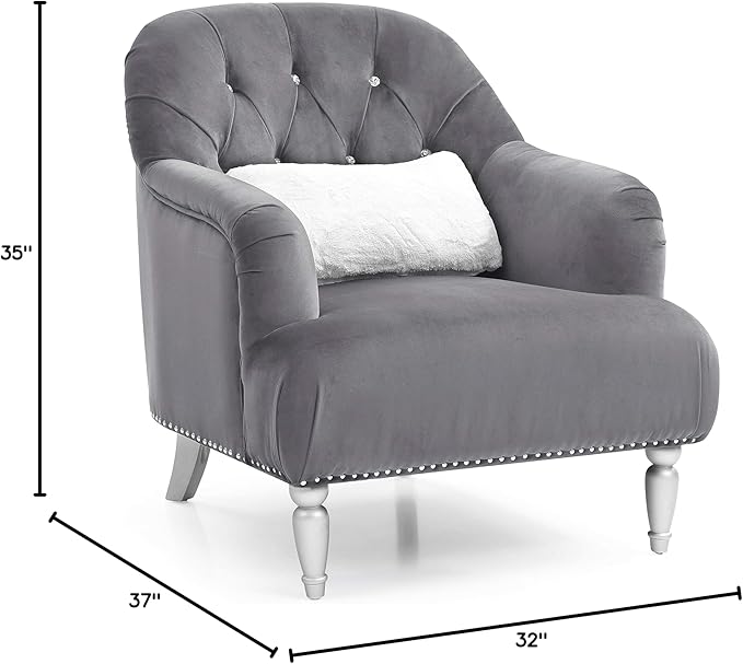 Glory Furniture Jewel Velvet Chair in Gray
