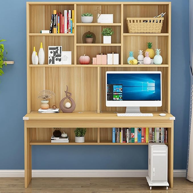 Computer Desk with Bookshelf for Small Space Wood Writing Table/Workstation Teens Student Study Table Home Office Desk Computer Desk with Hutch(39 Inch Brown)