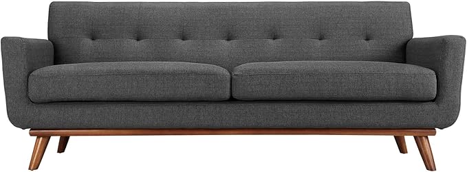 Modway Engage Mid-Century Modern Upholstered Fabric Sofa in Gray