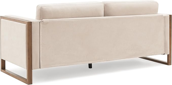 Merax 79 Loveseat Sofa Modern Sofa with Solid Wood Legs Elegant Comfortable Spacious 2-Seater Sofa Couch for Living Rooms Bedrooms Apartment Office (Taupe Brown Frame)