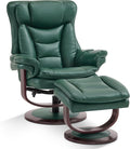 MCombo Oversized Swivel Recliner Chair with Ottoman Adjustable Backrest 360° Wood Base High Seat Faux Leather Lounge Chair for Tall Users in Living Room Bedroom or Office 4651 (Green)