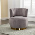 JOYBASE Swivel Accent Chair Round Swivel Barrel Chair with Golden Metal Base Cozy Comfy Lounge Chair Circle Club Chair Armchair Modern Sofa Chair for Living Room Bedroom (Grey Velvet)