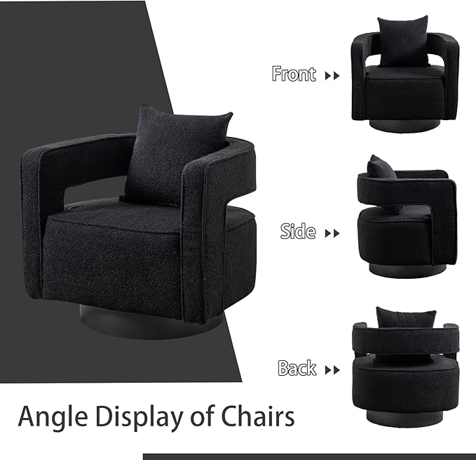 Chifee &amp Vingol 28.9 Boucle Modern Swivel Accent Barrel Chair Set of 2Black