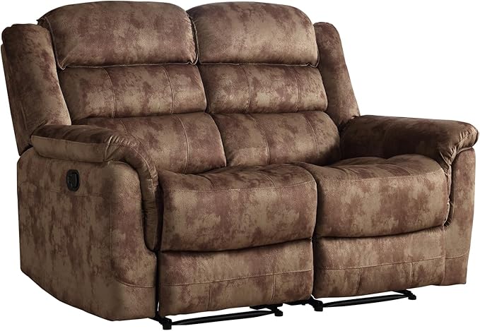 EBELLO Loveseat Recliner Sofa for Living Room Extra Wide Modern Overstuffed 2 Seat Reclining Sofa Chair Breathable Fabric Dual Manual Recliner Brown