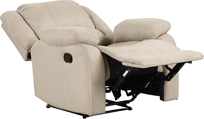 Lexicon Manual Recliner Sofa Chair Home Theater Seating Wall Hugger Manual Reclining Nursery Chair for Bedroom/Living Room/Office/Apartment Oatmeal Textured Fabric