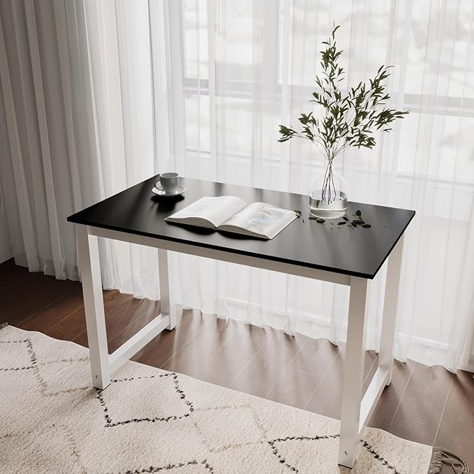 Black Modern Computer Desk 110cm Office Desk Writing Study Wooden Table for Home Office Desk Workstation Office Table Work from Home Desk Computer Table 110 x 60 x 75cm (L x W x H)