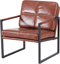 Red Brown PU Leather Leisure Black Metal Frame Recliner Chair for Living Room and Bedroom Furniture