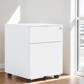 2 Drawer File Cabinet with Lock &amp Wheels Under Desk Metal Filing Cabinet Steel Small Rolling File Cabinet with 2 Keys for Letter/Legal/A4 Size Fully Assembled Except Wheels (White)
