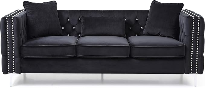 Glory Furniture Paige Sofa Black. Living Room Furniture 30 H x 86 W x 34 D