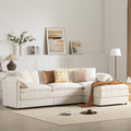 103.5 L Shaped Modern Cloud Sofa Modular Sectional Couch with Ottoman 4-Seat Chenille Deep Seat Sofa with Pillow for Living Room Bedroom and Apartment White