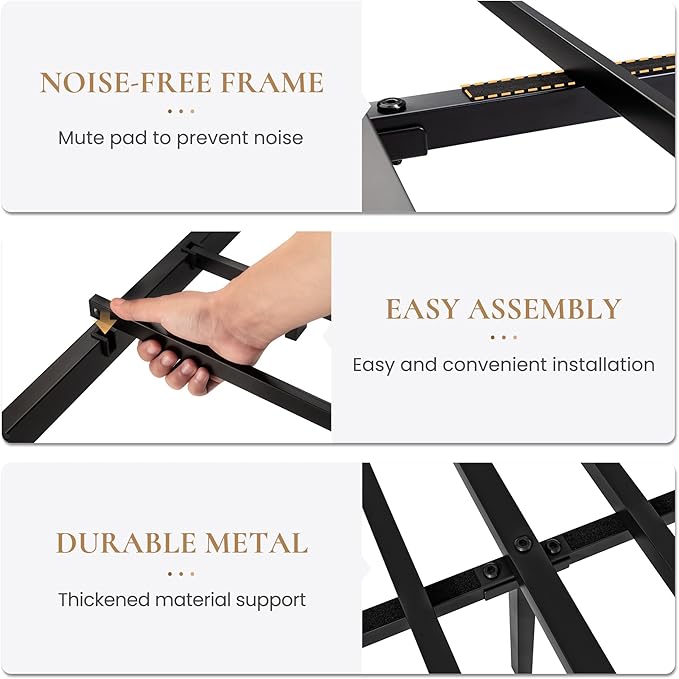 SHA CERLIN Twin Size Metal Platform Bed Frame with Victorian Style Wrought Iron-Art Headboard/Footboard No Box Spring Required Black