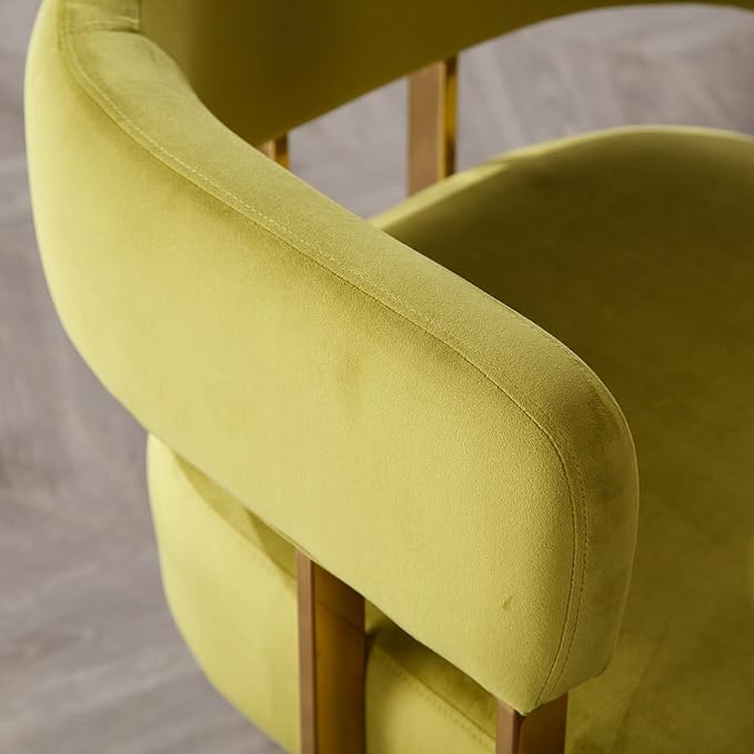 Barrel Accent Chair with Metal Frame Legs Modern Velvet Living Room Chairs Mid Century Upholstered Single Lounge Sofa Armchair for Living Room/Bedroom/Reading Room Olive