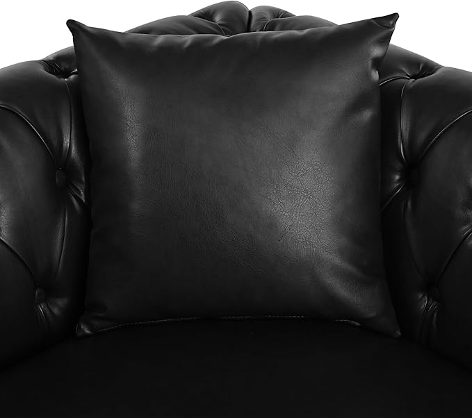 KEIKI 99 L-Shaped Luxury PU Leather Chesterfield Sectional Sofa with Rolled Arms and Nailhead Mid-Century Style Oversized 5-Seater Button Tufted Couch Easy Assembly for Living Room Black