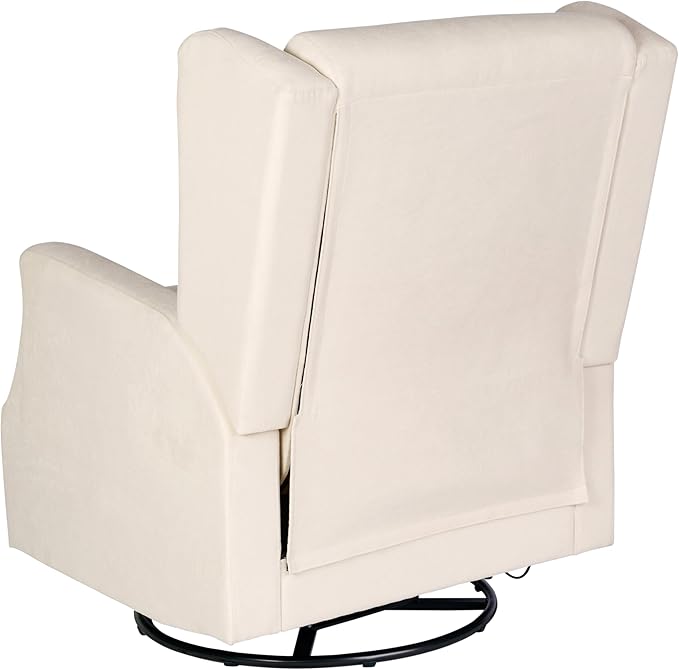 Flash Furniture Omma Swivel Glider Rocking Recliner Manual Wingback Recliner with 360 Degree Swivel for Living Room Bedroom or Nursery Upholstered Cream