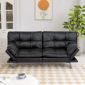 Hcore Convertible Futon Sofa Bed CouchMemory Foam Futon Couch BedLoveseat Sleeper Sofa BedSmall Splitback Faux Leather Modern Sofa Couch for Living RoomOfficeApartmentMatte Black