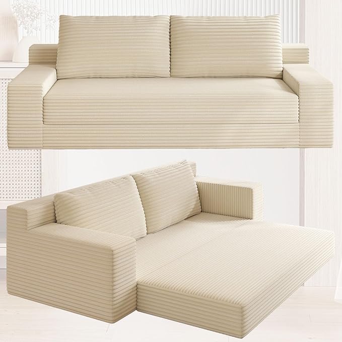 70.87 Loveseat Sofa Comfy Deep Seat Modern Small Corduroy Couch for Living Room Bedroom Apartment Home Office No Assembly Beige
