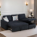 FONTOI Sofa Bed Pull Out Couch Convertible Sectional Sleeper Sofa with Storage Chaise Modern Lounge L Shaped Couch Bed for Living Room Bedroom Small Spaces Blue
