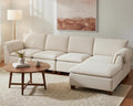 VESCASA Modern Sectional Sofa with Ottoman 106.5 Inch Modular Cloud Couch 4 Seat L Shaped with Waterfall Armrest Cushion Back for Living Room Apartment White Chenille