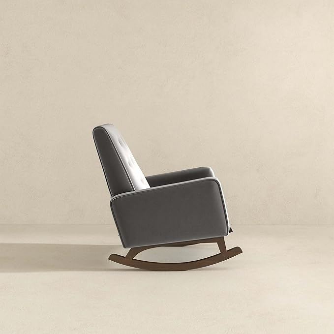 Demetrius Light Grey Fabric Rocking Chair - Living Room Accent Chair Nursery Glider Chair Maximum Weight Capacity 300lbs