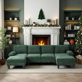 VINGLI 110 Sectional Couches for Living RoomU Shaped Couch with Double Chaise 4-Seat Sofa Set with Chenille Fabric for Home FurnitureForest Green
