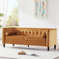 WILLOVE 78 Mid-Century Modern Velvet Sofa 3 Seater Couch with Comfy Deep Seats Futon Loveseat Couch for Living Room Furniture with Two Throw Pillows Easy to Install (Ginger)