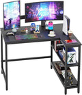 L Shaped Computer Desk 39 Inch Corner Desk with Reversible Storage Shelves Home Office Desk with Metal Frame Modern Simple Style for Home Office Living Room Bedroom Black