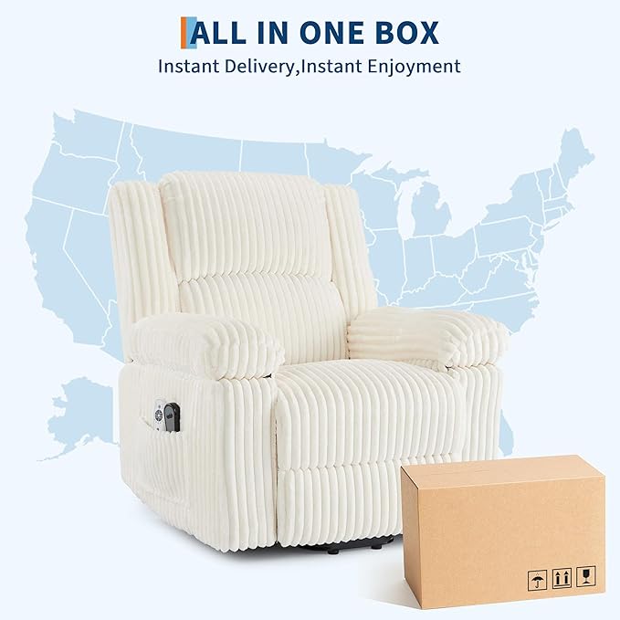 GarveeHome Power Lift Recliner Chair - Heat and Massage Electric Lift Plush Recliner with Soft Padded Seat Back Support &amp Armrests Designed for the Elderly and People with Mobility impaired