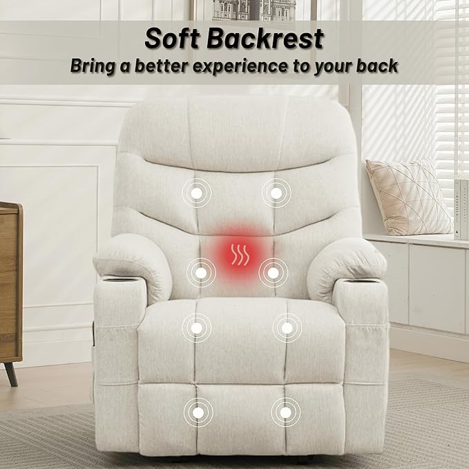 Power Recliner Chair with Massage and Heating Power Lift Recliner Chair for Elderly and Adults Electric Recliner with Remote Control and Cup Holders for Living Room