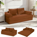 COMAX Convertible Sofa Bed Folding Floor Couch Corduroy Fold Out Couch Bed Futon Sleeper Mattress with Pillows Boneless Sofa Comfy Lounge Loveseat for Living Room Bedroom Orange