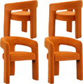 Wahson Orange Dining Chair Set of 4 Velvet Upholstered Modern Barrel Chair Round Dining Chairs with Wooden Legs Assembled Accent Armchairs for Dining Room/Living Room/Bedroom/Side