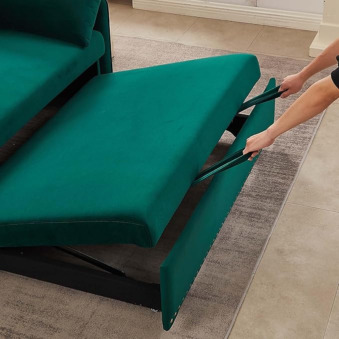 3 in 1 Convertible Sleeper Sofa Bed 55Compact Pull Out Couches with lumbar pillows &amp Storage pocket &amp USB Ports Adjustable Backrest Comfy Velvet Loveseat Sofas for Living Room Small Space