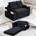 53'' Folding Sofa Bed Boneless Loveseat Sleeper Sofa 2 in 1 Convertible Foldable Pull Out Sofa Bed with Pillows Comfy Cloud Floor Couch for Living Room Small Space No Assembly (Black)