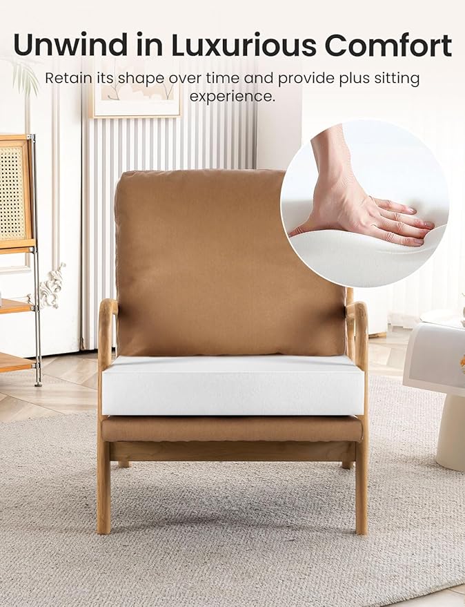 Mid Century Modern Accent Chairs for Living Room 23” Wide Comfy Chair for Bedroom Small Cozy Reading Chairs for Adults 108° Lounge Arm Chair Indoor with Detachable Cover 5.5 Foam Cushion