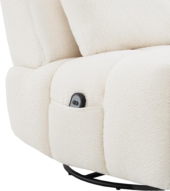 Watson &amp Whitely Oversized Power Recliner Chair for Adults Swivel Rocker Recliner Chair with Lumbar Support Ultra-Comfy Glider Recliner for Living Room Theater Seating Single Sofa Cream