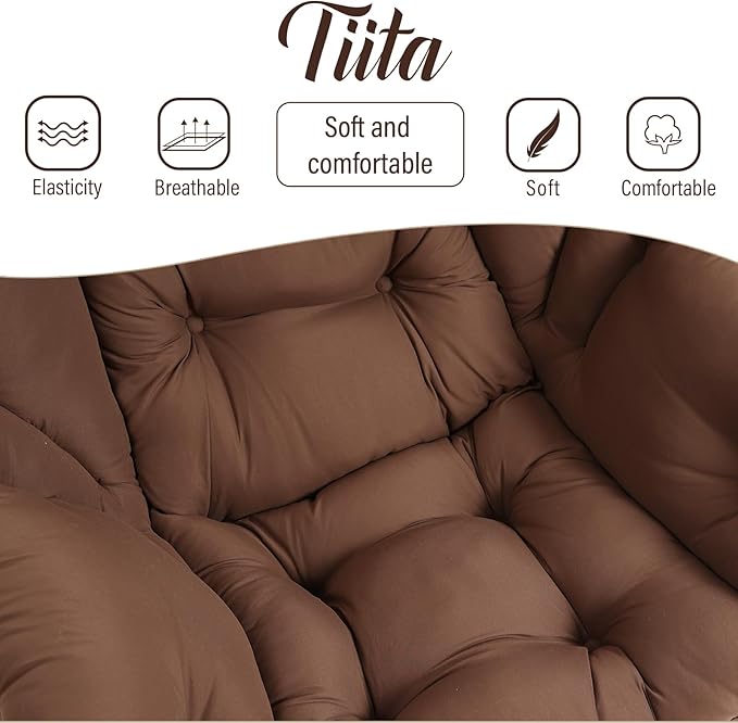 Tiita Lazy Chair with Ottoman Brown Modern Large Accent Chair Comfy Leisure Sofa Armchair with Ottoman Reading Chair with Footrest for Bedroom Living Room Dorm Rooms Brown