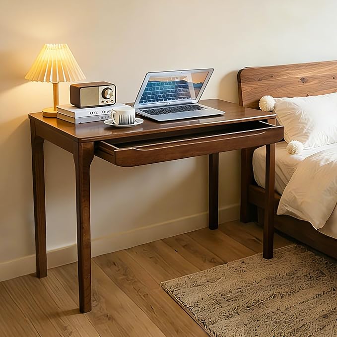 Widen Solid Wood Desk with Drawers39X24 Wood Writing Desk for Small SpaceStudent Computer PC DesksHome Desks for WorkGaming Study Desk for Bedroom Escritorios Desk Table (Walnut 39“)