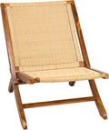 TeakCraft Teak Rattan Lounge Chair – Foldable Handcrafted Solid Wood Accent Chair with Woven Seat – Mid-Century Modern Recliner for Indoor &amp Outdoor Use The Ediz