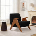 Home Accent Chair Mid Century Modern Accent Chair with Wood Frame Lounge Upholstered Armchair Reading Chair Sturdy BaseFor Living Room BedroomOfficeComfy Guest Waiting Room ChairsBlack