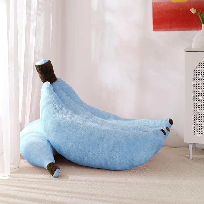 Banana Bean Bag Chair with Ottoman Floor Sofa Bed with Footrest Comfy Convertible Lounger for Teens &amp Adults Plush Couch for Bedroom Living Room or Dorm M-SkyBlue