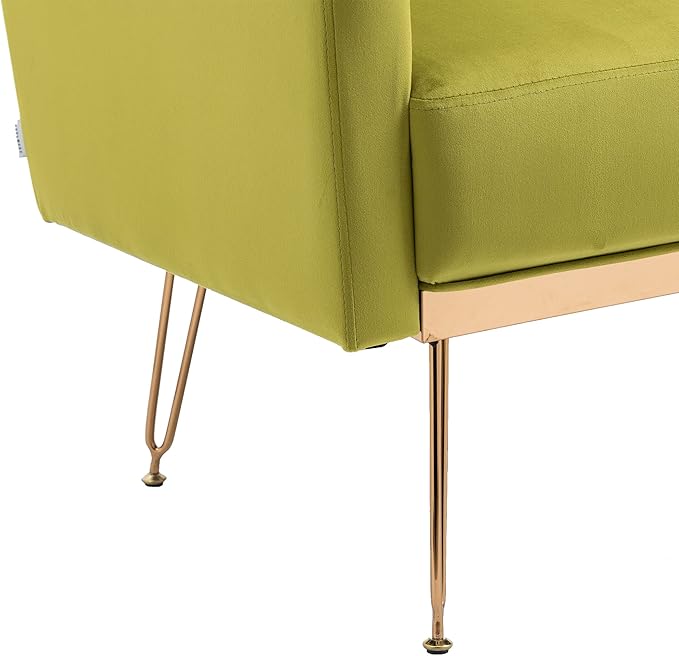 Velvet Accent Chair Upholstered Living Room Accent Armchair Leisure Single Chairs with Rose Golden feet Tufted Sofa Chairs for Home Office Living Room Bedroom Small Space (Olive Green)