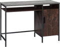 Sauder Market Commons Single Pedestal Desk Rich Walnut Finish