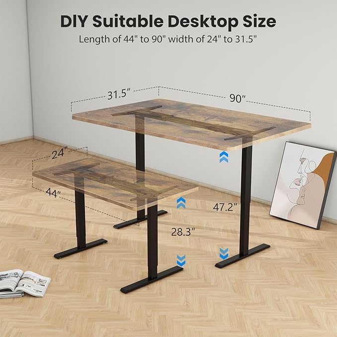 Dual Motor Standing Desk Frame- Height Adjustable Electric Desk Legs Heavy Duty Sit to Stand Up Desk Base 4 Memory Settings Controller for Adjustable DIY Desktop Over 300 lbs Load Capacity