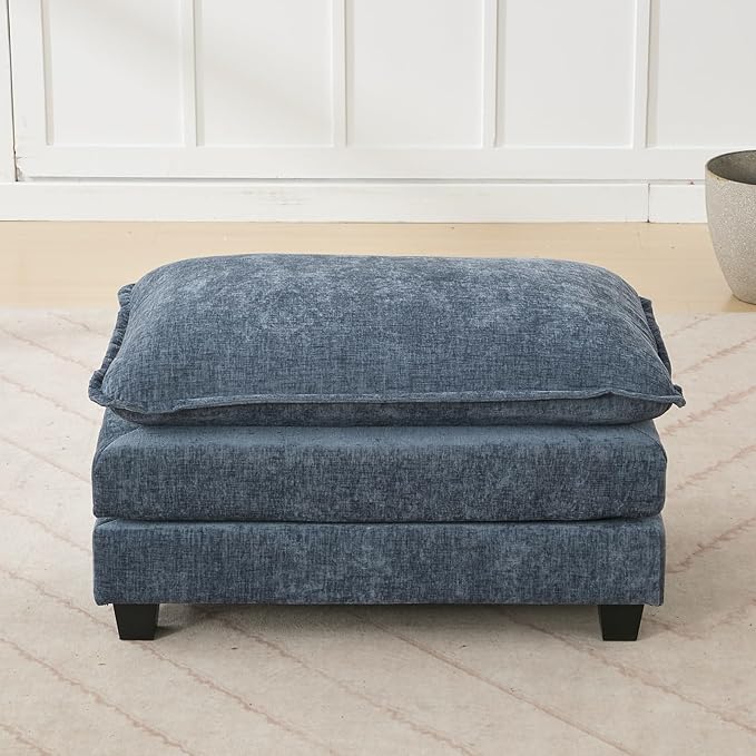 Modular Ottoman for Sectional Sofa Corner Couch Upholstered Cloud Ottoman for Living Room One Box (Blue)