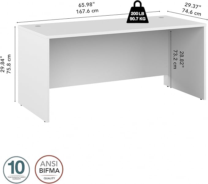 Bush Business Furniture Studio C 66W x 30D Office Desk in White