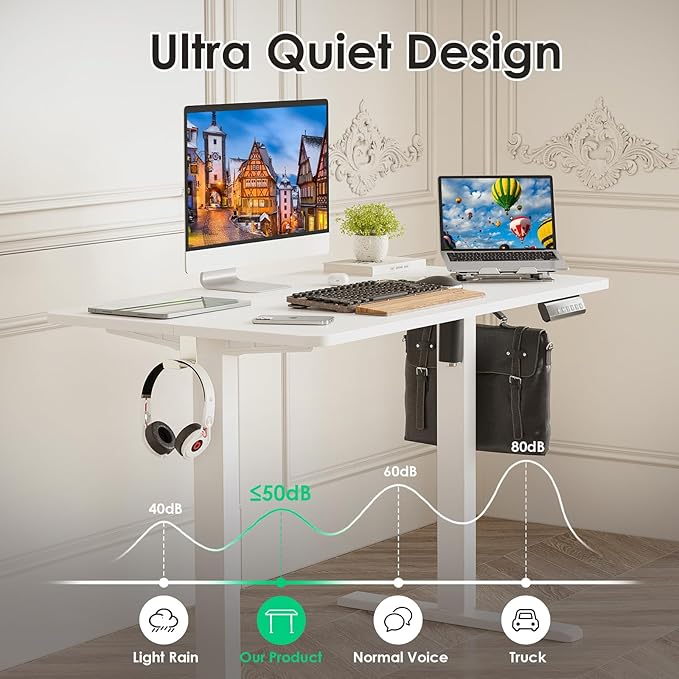 Stary Electric Standing Desk Adjustable Height Sit Stand Home Office Desk with Splice Board