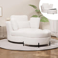 Chifee &amp Vingol Swivel Accent Chair with Ottoman 50.2 Round Swivel Chair Storage Ottoman &amp Pillows 360° Barrel Chair for Living Room Bedroom OfficeSherpaIvory