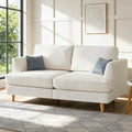 56 Loveseat Sofa Small Love Seat Couches for Living Room Midcentury Modern Deep Seat Sofa with Wood Legs Compact Couch for Apartment Office Small Spaces Beige