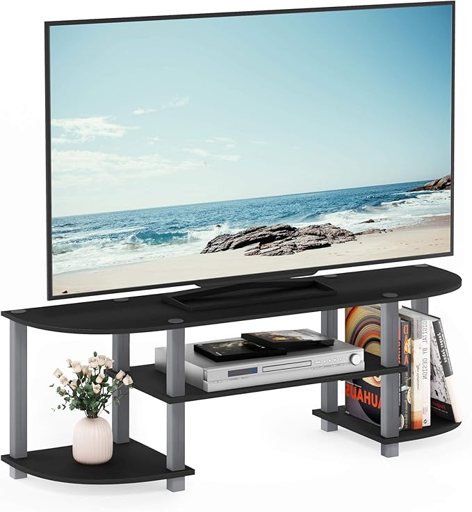 Furinno Turn-S-Tube Wide TV Entertainment Center Black/Grey