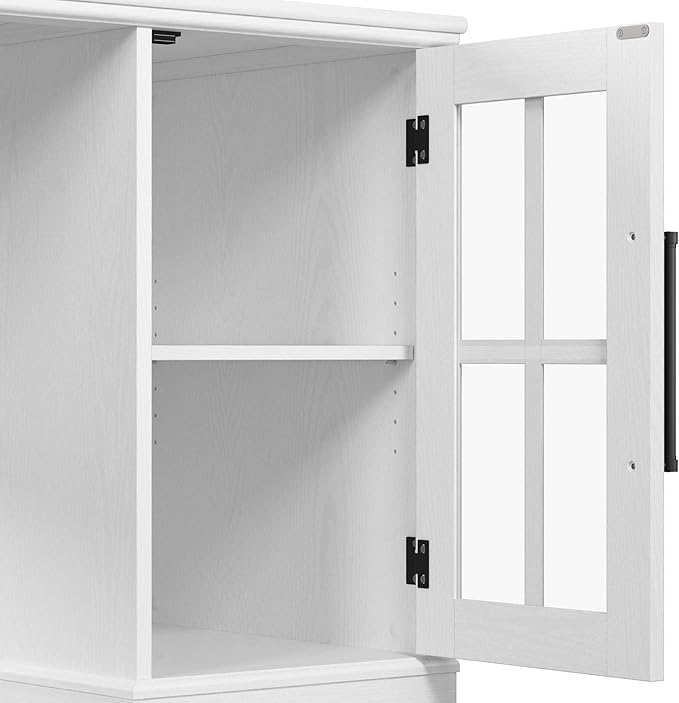 Bush Home Westbrook 42W Computer Desk Return with Storage in Ash White | Farmhouse Desk for Home Office Workspace