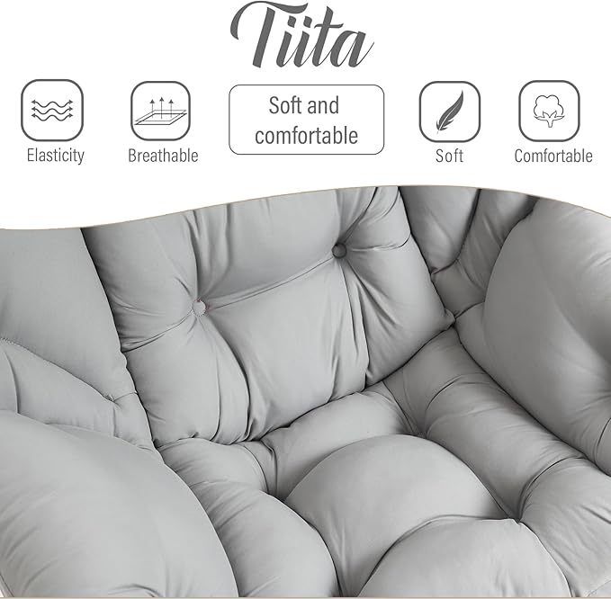 Tiita Lazy Chair with Ottoman Light Grey Modern Large Accent Chair Comfy Leisure Sofa Armchair with Ottoman Reading Chair with Footrest for Bedroom Living Room Dorm Rooms Peach Light Grey
